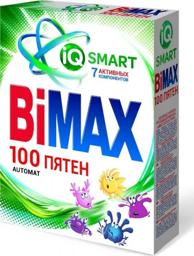 Стиральный порошок BiMAX / Бимакс IQ smart 100 пятен автомат, для белых и светлых тканей, 400г / бытовая химия
