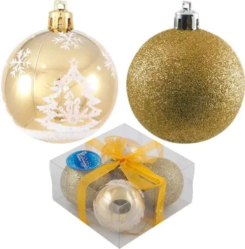 Елочные шары Волшебная страна PB6-4TDG-G, 6см, 4шт.