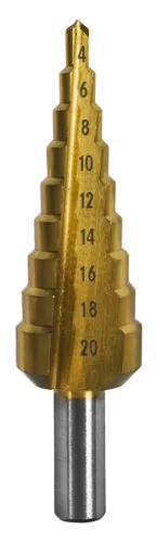 Сверло по металлу Практика ПРОФИ ступенчатое, из быстрорежущей стали Р6М5, диаметр 4-20мм / оснастка