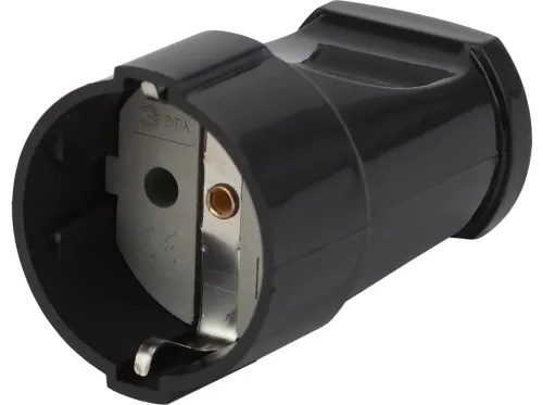 Розетка ЭРА Rx2-B Б0039683 1-местная кабельная, с заземляющими контактами, из пластика, цвет черный, 16А, IP20 / электрика