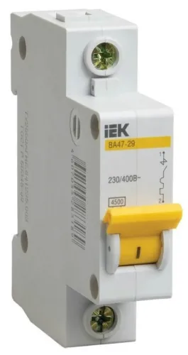 Автоматический выключатель IEK / ИЕК ВА47-29 однополюсной, в пластиковом корпусе, белый, 230-400В, 25А, 4.5кА, IP20 / электрика
