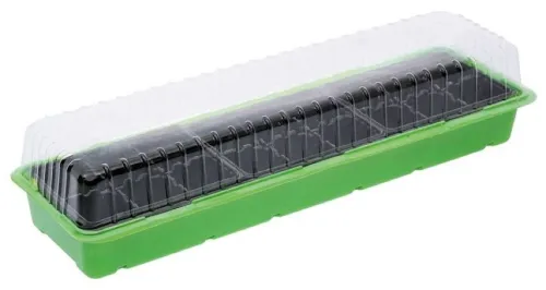 Мини парник с крышкой, 3 вставки, из полистирола, 57х18х6см, 18 ячеек / товары для рассады