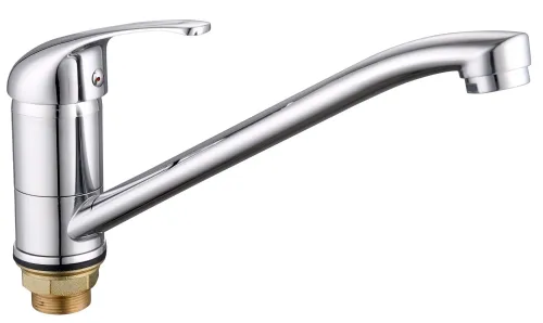 Смеситель Lucky Tap / Лаки Тап KS-3015-25-39 для кухни, однорычажный, с гайкой, из латуни, цвет хром, излив 248мм / сантехника