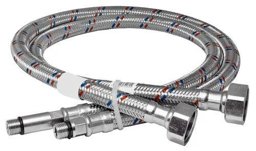 Гибкая подводка для воды MIXTON / Микстон для смесителей, внутренняя-наружная резьба, из нержавеющей стали, диаметр 1/2дюйма (М10), 2м, 2шт. / водоснабжение