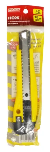 Нож строительный MIXTON / Микстон Auto-Lock с сегментным выдвижным лезвием, из металла, желтый, 160мм / инструменты