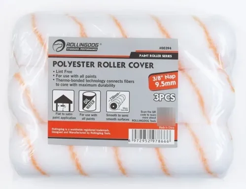 Набор валиков Rollingdog / Ролингдог для малярных работ, из полиэстера, ворс 12мм, крепление 38мм, 3шт. / инструменты