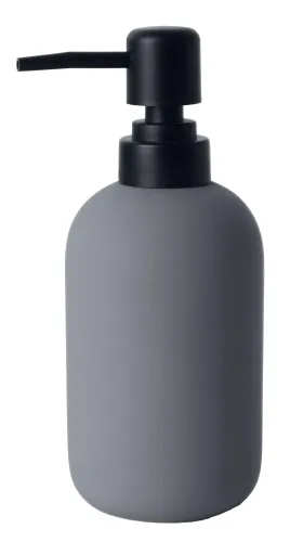 Дозатор для жидкого мыла Fora / Фора Feel Gray настольный, из керамики, серый, объемом 400мл / товары для дома