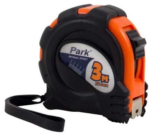Измерительная рулетка PARK / Парк с фиксатором, корпус из резины и пластика, стальная лента, 3м / строительство и ремонт