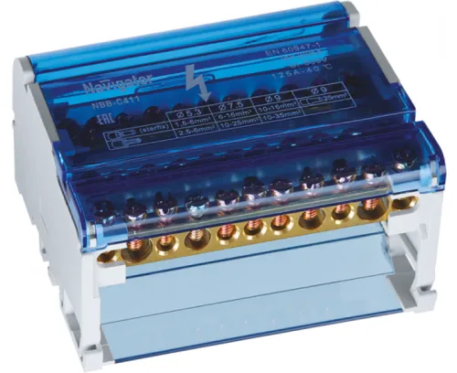 Нулевая шина Navigator NBB-C411, латунь, 0.75-35мм², 125А, 220В