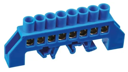 Нулевая шина Navigator / Навигатор NBB-I812-8DP/B из латуни и бронзы, сечение провода 8-12мм², 125А, 8 контактов / электрика