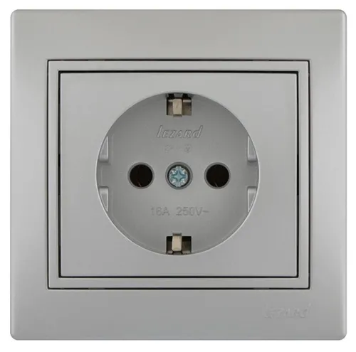 Розетка LEZARD MIRA 701-1010-122, 1-местная, серый металлик