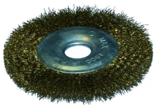 Щетка крацовка 888 для УШМ, плоская, крученая, стальная, омедненная проволока, 175мм / инструменты