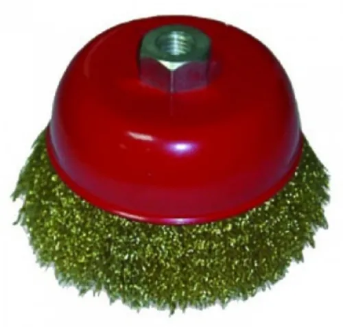 Щетка крацовка 888 для УШМ, чашка, крученая, стальная омедненная проволока, 65мм / инструменты