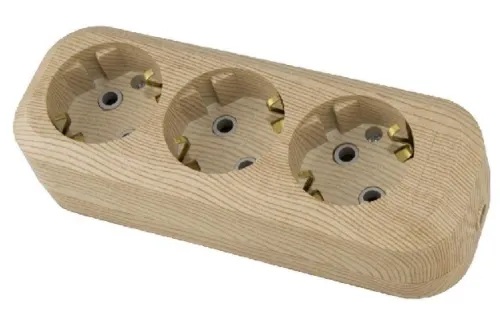 Колодка электрическая TDM Electric 3 гнезда, 58555, сосна