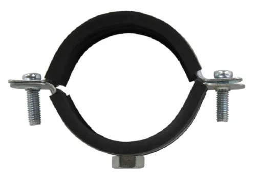 Хомут сантехнический FT / ФТ для труб диаметром 59-63мм (2") с резиновым уплотнением и гайкой, из оцинкованной стали / крепеж