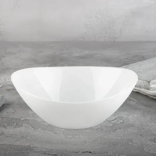 Салатник Mallony / Маллони Al Dente овальный, опаловое стекло, белый, 900мл / кухонные принадлежности