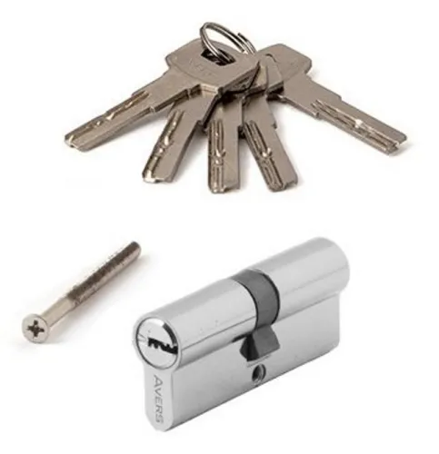 Цилиндровый механизм AVERS / Аверс ZM-70-CR двухсторонний, с гальваническим покрытием, ключ-ключ, ЦАМ, цвет хром, 35/35, 70мм, секретность 5000 / фурнитура