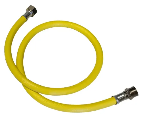 Подводка для газа СТМ с внутренней и наружной резьбой, гайка-шайба, ПВХ, цвет желтый, диаметр 1/2дюйма, 1.2м / газовый шланг