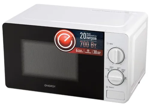 Печь микроволновая Energy / Энерджи EMW-20703 с внутренним покрытием из жаропрочной эмали, белая, 20л, 700Вт / бытовая техника