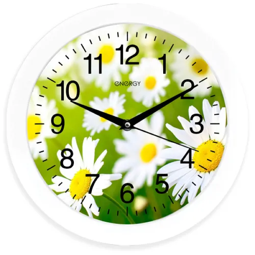 Часы настенные Energy / Энерджи ЕС-98 Ромашки кварцевые, круглые, из пластика, 275х38мм / товары для дома