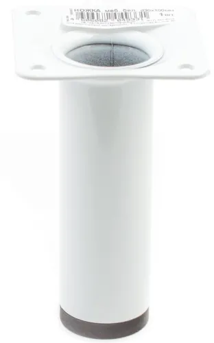 Ножка мебельная Стройбат круглая, нерегулируемая, стальная, цвет белый, 30х100мм / фурнитура для мебели