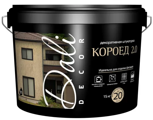 Декоративная штукатурка Dali / Дали Decor Короед фактурная, для внутренних и наружных работ, акриловая, белая, 15кг / строительные смеси