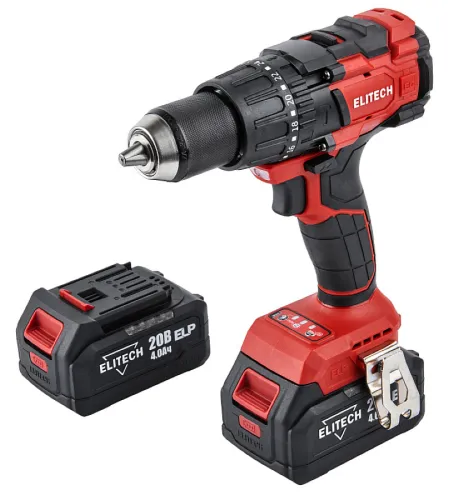 Дрель-шуруповерт аккумуляторная Elitech / Элитек ДА 21УБЛ2, в кейсе, с подсветкой, Li-lon 4А/ч, 120Нм, 2 скорости / электроинструмент