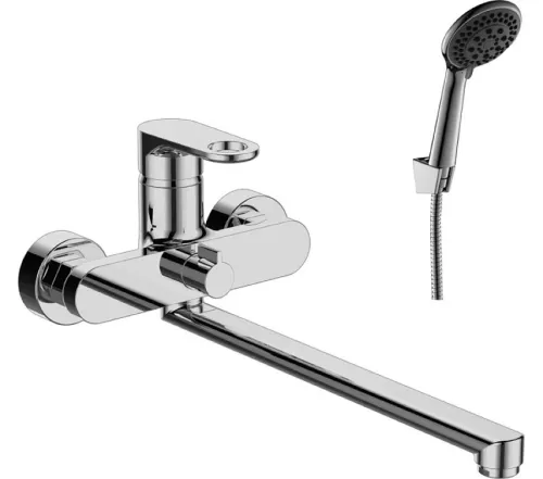 Смеситель Rossinka / Россинка для ванны, однорычажный, из латуни, цвет хром, излив 320мм / сантехника