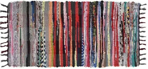 Коврик придверный Импортэкс Вологодский, для помещений лоскутный, из хлопка, разноцветный, 55х110см / товары для дома