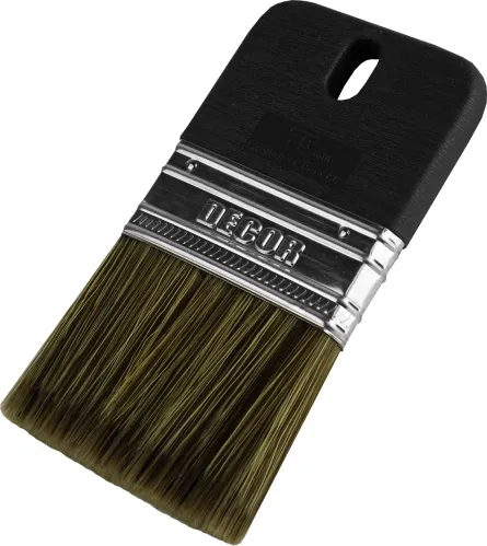 Кисть малярная DECOR / Декор для декоративных работ, с синтетическим темным ворсом, плоская, 75мм / малярные и отделочные инструменты