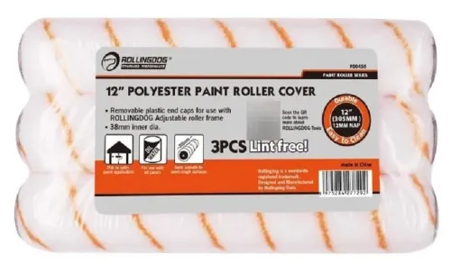 Набор валиков Rollingdog / Ролингдог для малярных работ, из полиэстера, ворс 12мм, крепление 10мм, длина 305мм, 3шт. / инструменты
