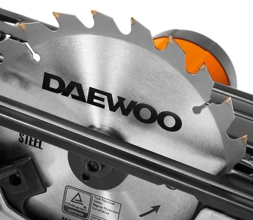 Дисковая пила Daewoo / Дэу DAS 1500-190 бытовая, оранжевая, посадочный диаметр 20мм, диск 190мм, глубина 65мм, 1500Вт / инструменты