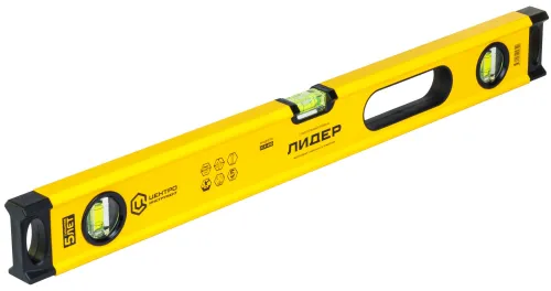 Уровень строительный Центроинструмент Лидер с фрезерованной рабочей поверхностью, 3 колбы из полиакрила, алюминиевый, 60см / измерительный инструмент