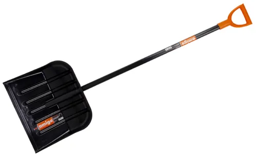 Лопата для снега Amigo grande / Амиго гранде с рукояткой, из металла и пластика, черная, ковш 460х400мм / инвентарь для уборки