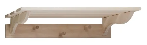 Полка для бани Банные штучки с 3 вешалками, из древесины липы, бежевая, размером 60×28×10см / товары для дома