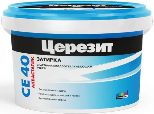 Затирка Ceresit / Церезит СЕ 40 Aquastatic для плиточных швов, водоотталкивающая, эластичная, цементная, цвет жасмин 40, 2кг / строительные смеси