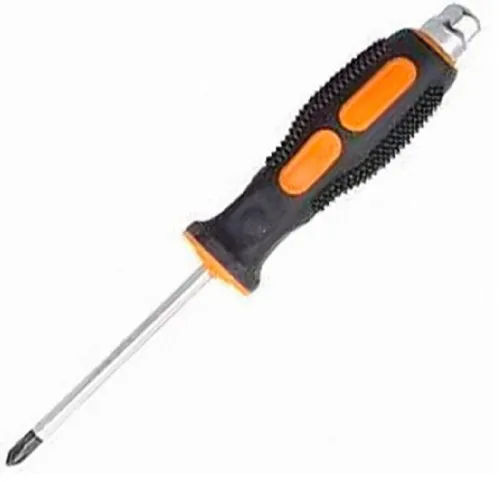 Отвертка ударная PARK / Парк крестовая с упором, с двухкомпонентной рукояткой, из стали CrV, черная, PH2, стержень 100мм / инструменты