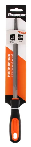 Напильник Ермак трехгранный, с деревянной ручкой, металлический, насечка 2, 200мм / инструменты для строительства и ремонта