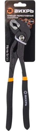 Клещи переставные Вихрь кнопочные, из углеродистой стали, цвет черный, захват 30мм, длина 250мм / инструменты