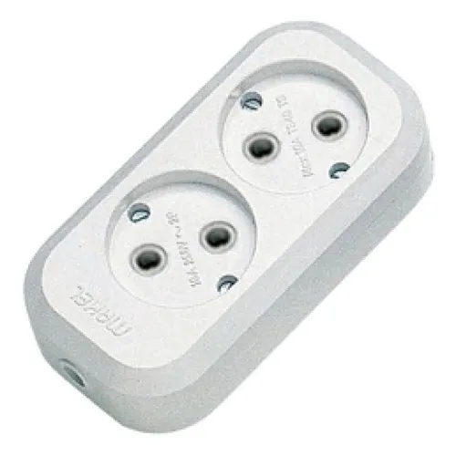 Колодка электрическая MAKEL / Макел MGP 101 2 гнезда без заземления, пластиковый корпус, цвет белый, 220В, 10А, 2200Вт, IP20 / электрика