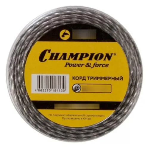 Леска для триммера Champion / Чемпион Tri-Twist витой треугольник, 2-х компонентная, толщина 2.7мм, 15м / садовая техника