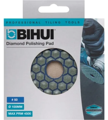 Диск алмазный BIHUI / Бихай №50 шлифовальный гибкий по камню, сухой рез, диаметр 100мм, посадочный 22.2мм, зернистость Р50 / расходные материалы и оснастка