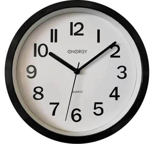 Часы настенные Energy / Энерджи ЕС-139 кварцевые, круглые, из пластика, цвет черный, 220х220х38мм / товары для дома