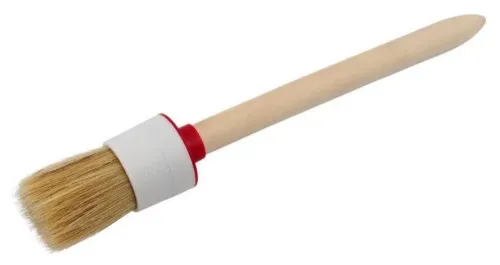 Кисть малярная 888 Стандарт круглая, с натуральной светлой щетиной и деревянной ручкой, 30мм / малярные и отделочные инструменты