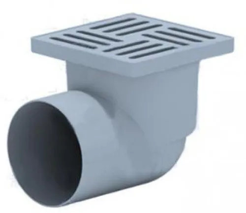 Трап для душа Анипласт 110 горизонтальный выпуклый из пластика серый, размером 15х15см / водоотведение и канализация