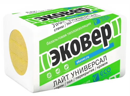 Утеплитель ЭКОВЕР Лайт Универсал базальтовая вата, 1000×600×100мм, 6шт. / теплоизоляционный материал