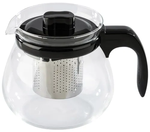 Чайник заварочный Mallony / Маллони Persona с фильтром из нержавеющей стали, в стеклянном корпусе, прозрачный, 750мл / товары для дома