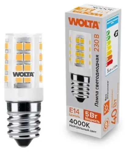 Лампочка светодиодная Wolta капсульная E14 5Вт 4000K WSTD-JCD-5W4KE14-C