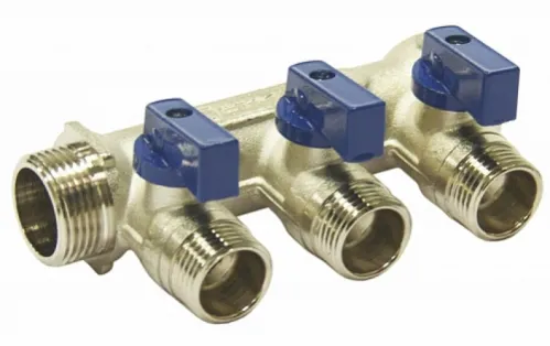 Коллектор СТМ распределительный с кранами, латунь, C3MB3412