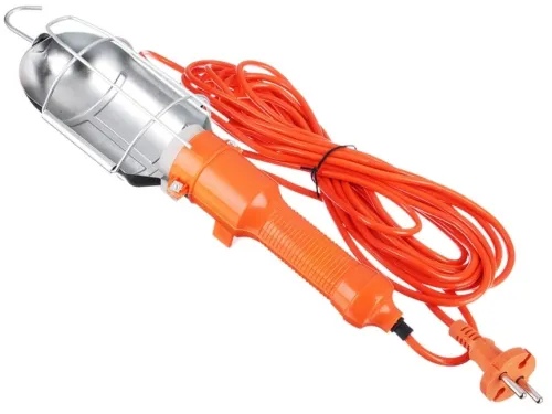 Светильник переносной Ермак с крюком для подвешивания, в корпусе из металла и пластика, оранжевый, 220В, Е27, 60Вт / электрика